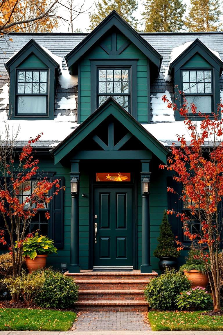 A Color Combination for Year Round Appeal - 25 Forest Green House With Black Trim