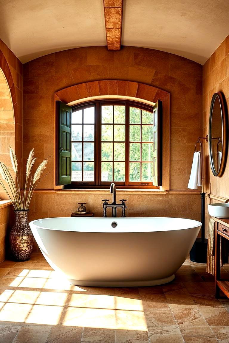 A Freestanding Bathtub as a Focal Point - 25 Tuscan Bathroom Ideas