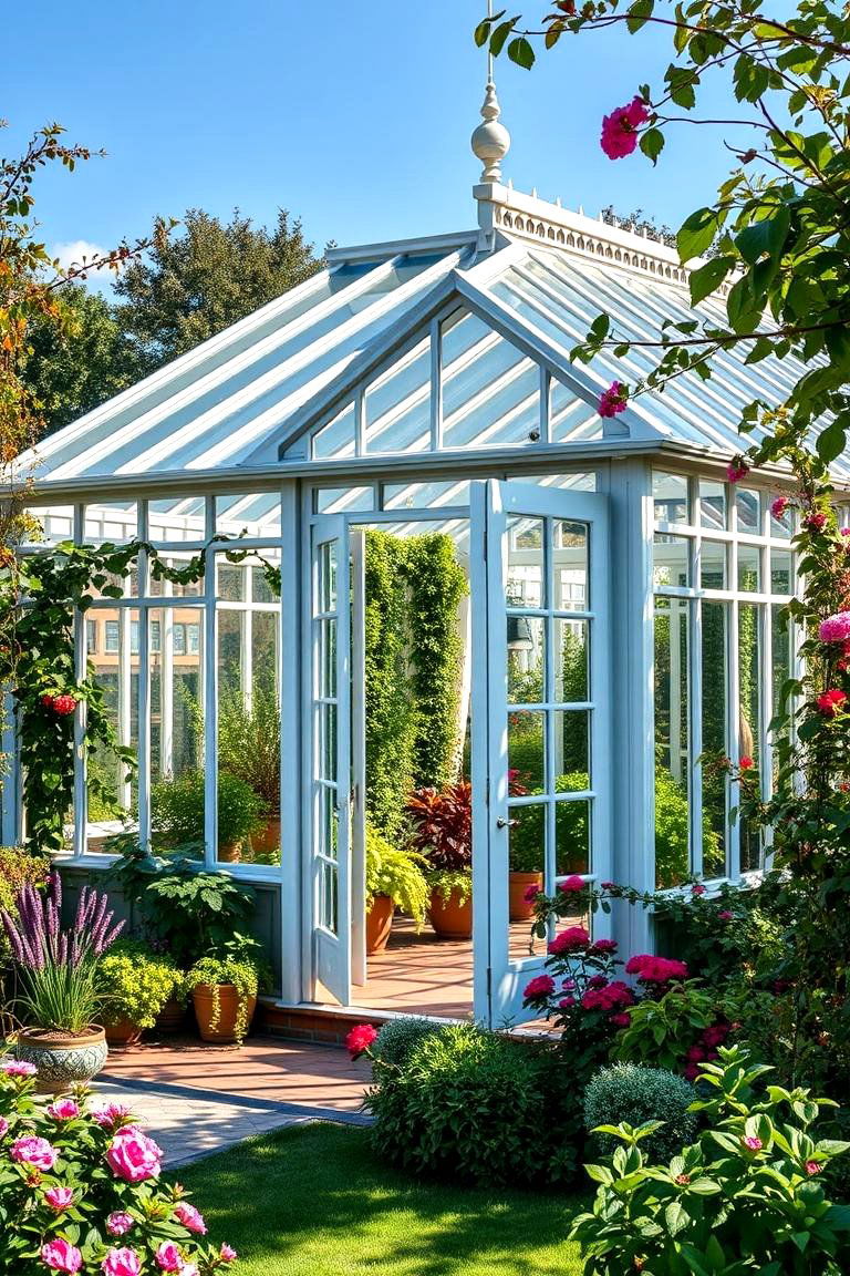 A Greenhouse as a Functional Focal Point - 25 Garden Focal Point Ideas