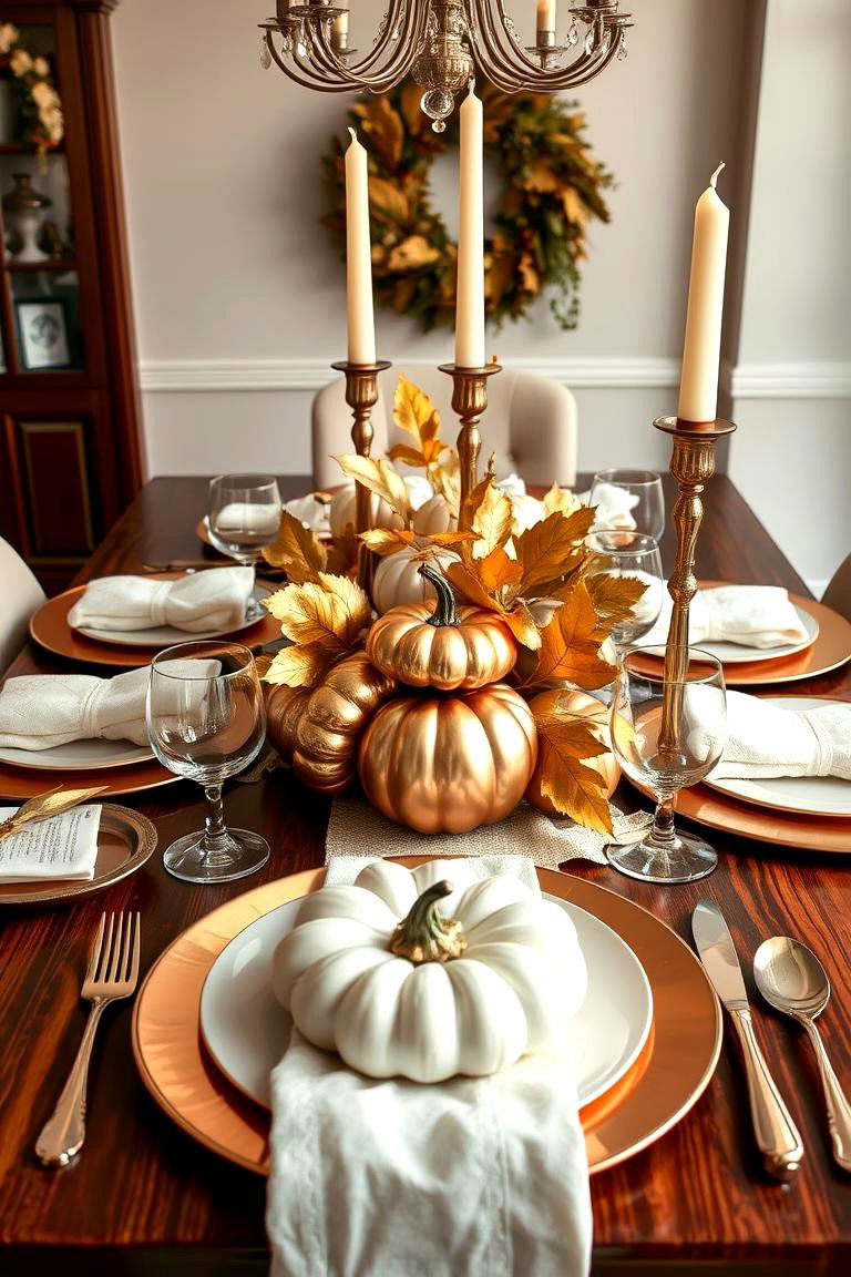 A Touch of Metallic Accents - 25 Thanksgiving Table Settings