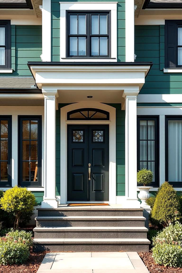 A Trendy Color Scheme with a Classic Touch - 25 Forest Green House With Black Trim