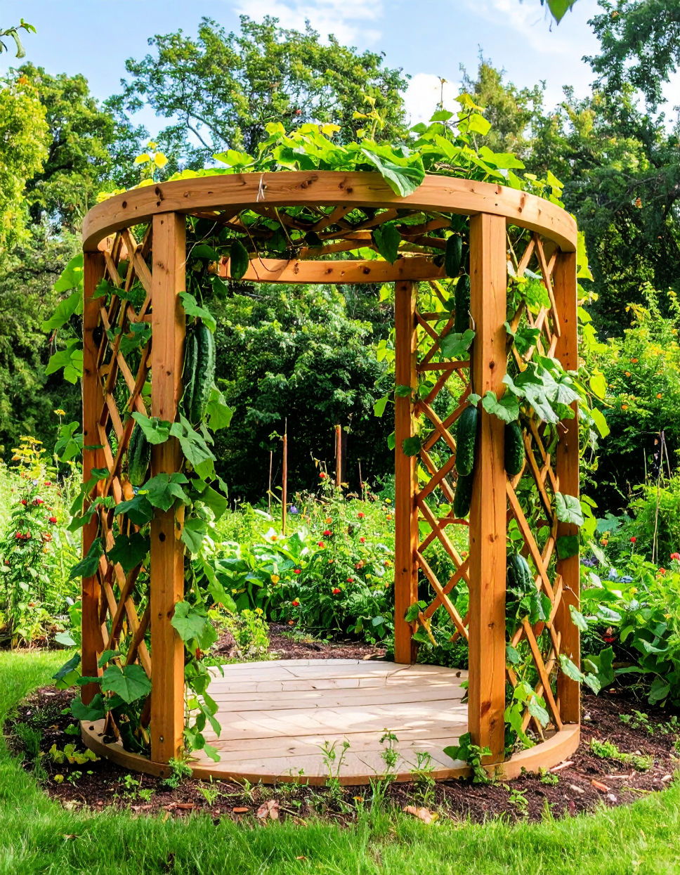 A frame with Circular Slats