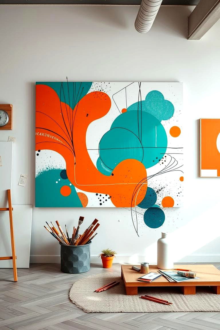 Abstract Art Wall - 25 Feature Wall Ideas