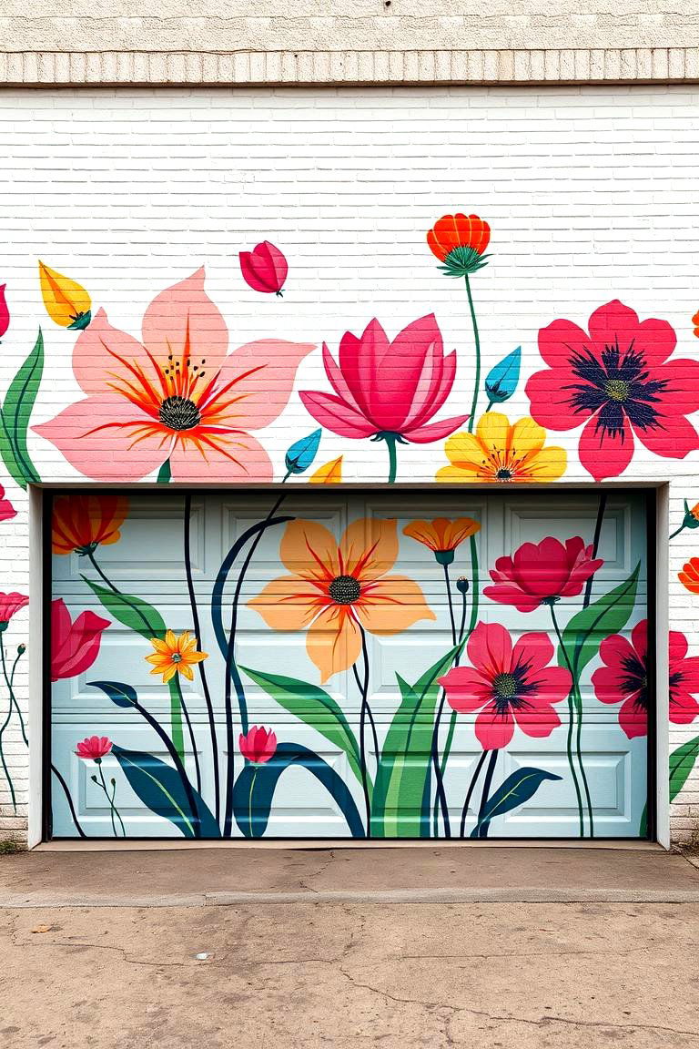 Abstract Floral Art - 25 Garage Door Murals