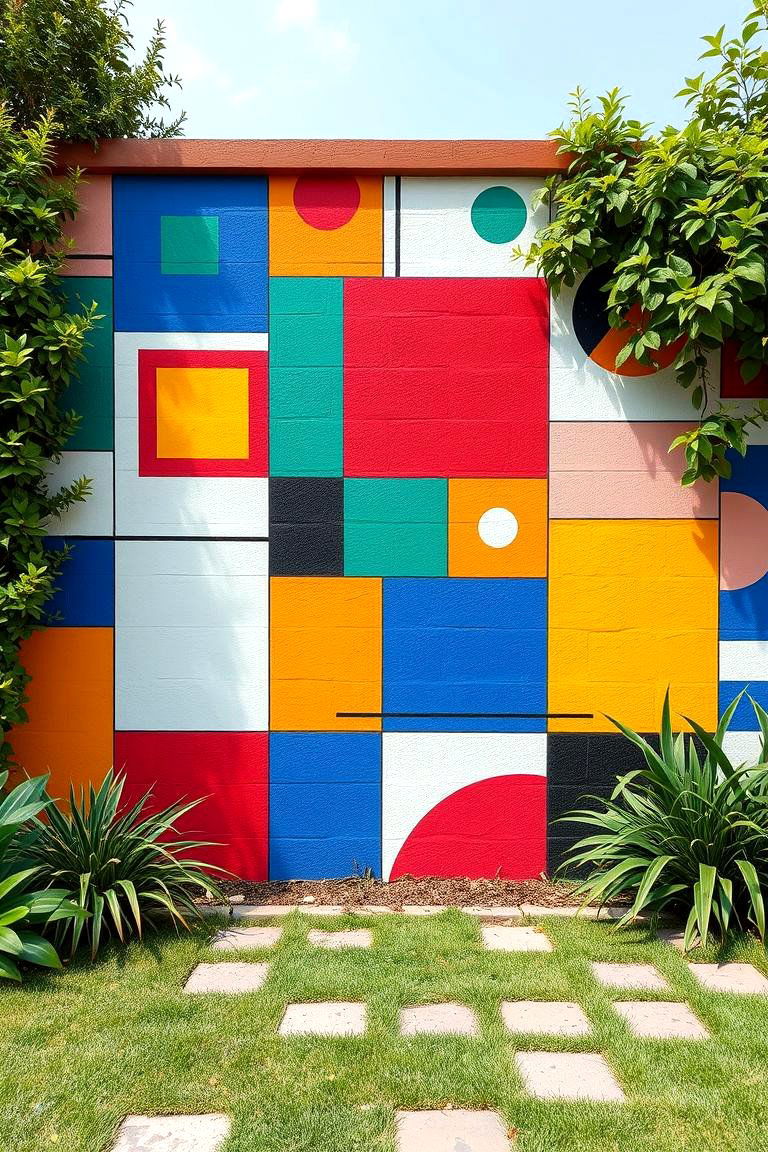 Abstract Patterns Play with Geometric Shapes - 25 Garden Mural Ideas