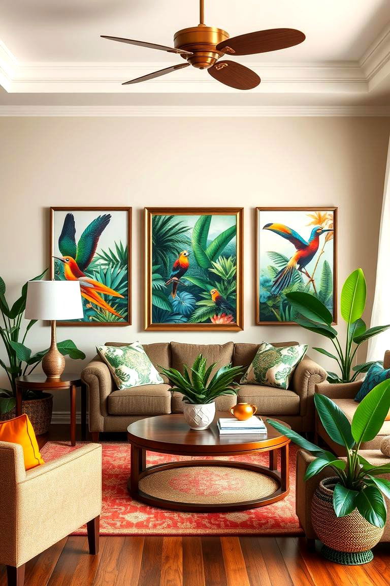 Add Art with Tropical Motifs - 25 Tropical Living Room Ideas