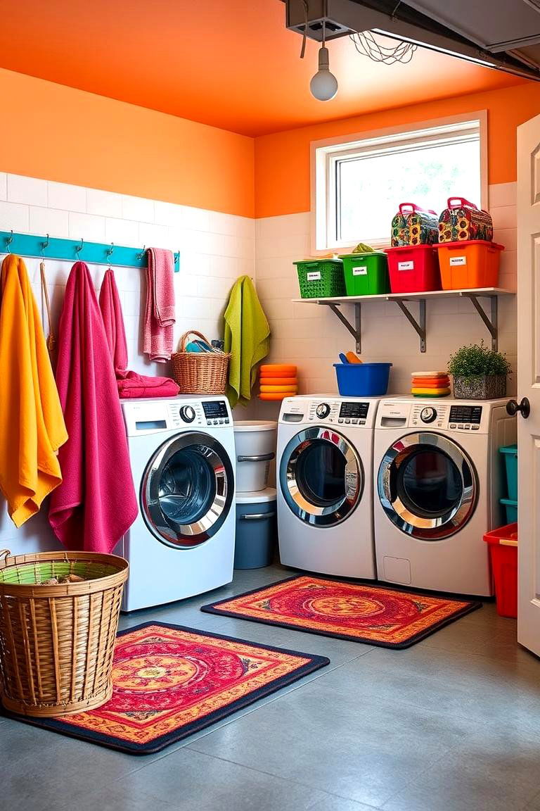 Add Colorful Accents to Brighten the Space - 25 Garage Laundry Room Ideas