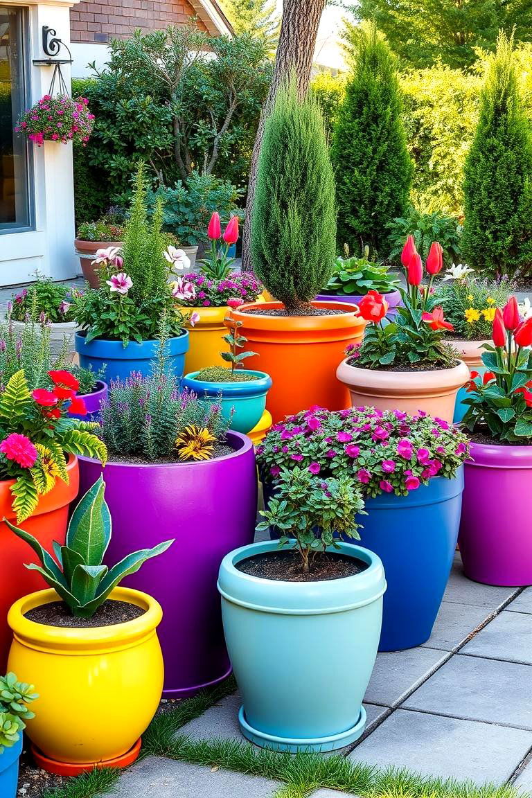 Add Colorful Planters - 25 Spring Garden Ideas