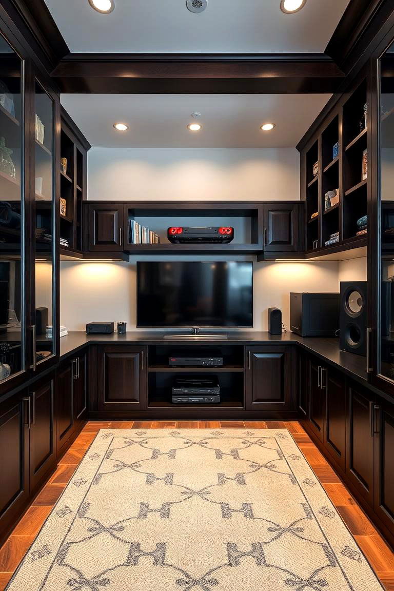 Add Custom Cabinetry for Storage - 25 Media Room Ideas