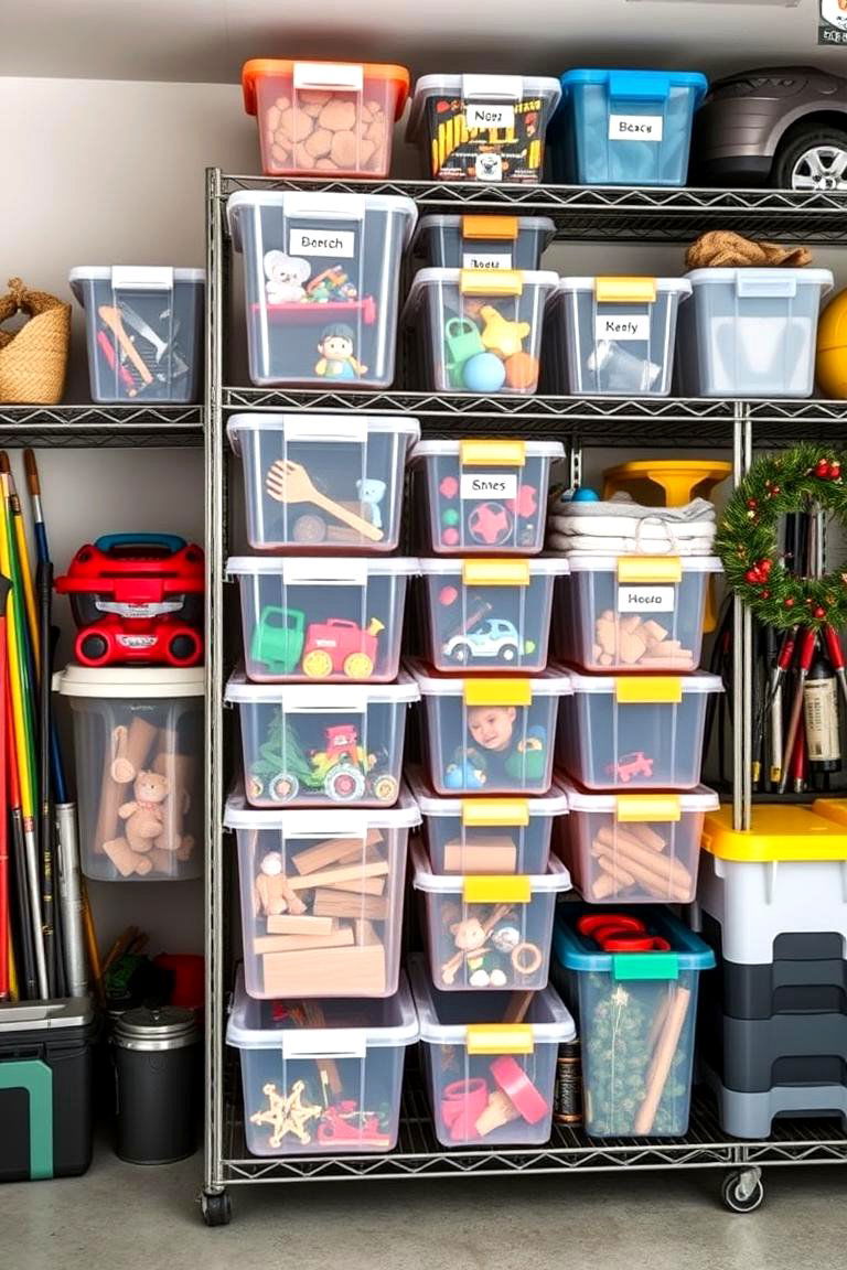 Add Functional Storage Bins - 25 Garage Decor Ideas