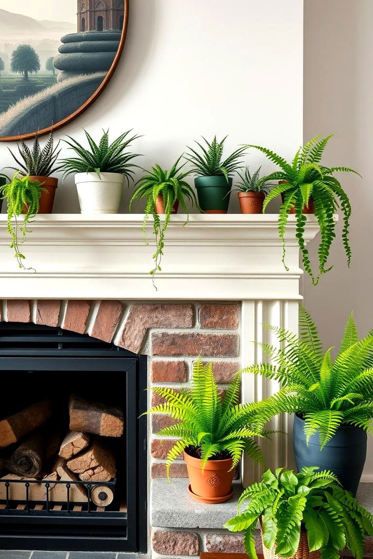 Add Greenery for Freshness - 25 Fireplace Decor Ideas