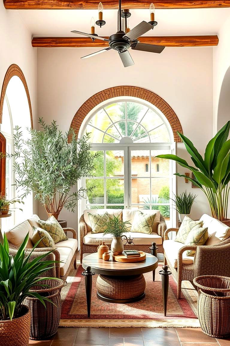 Add Mediterranean Inspired Greenery - 25 Spanish Style Living Room Ideas