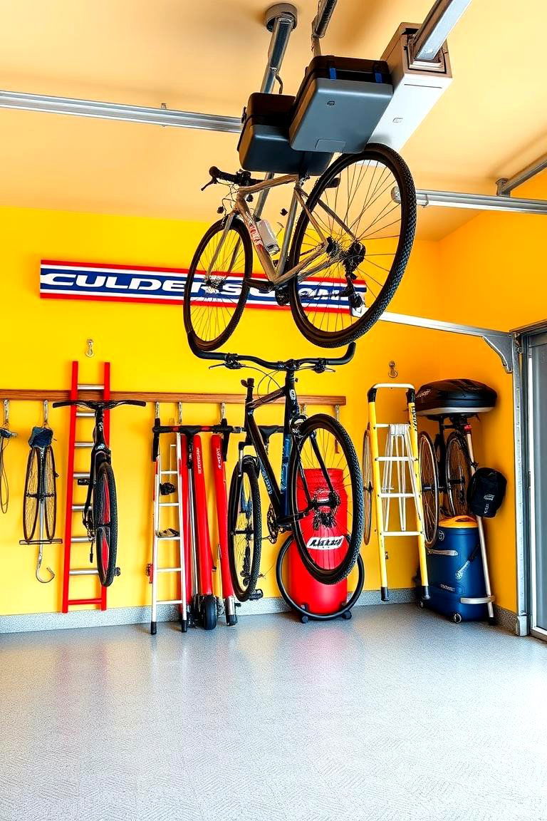 Add Overhead Hooks for Bikes or Ladders - 25 Garage Storage Ideas