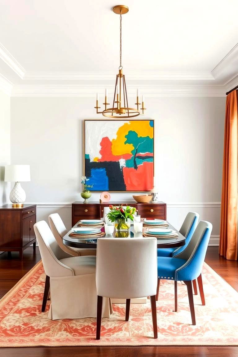Add Statement Artwork for Personality - 25 Transitional Dining Room Ideas