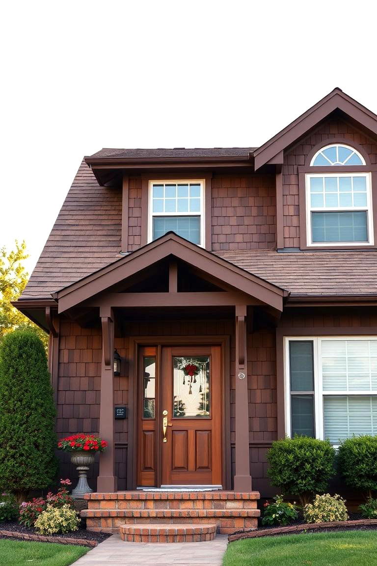 Add Texture with Shingle Siding - 25 Chocolate Brown House Exterior Design Ideas