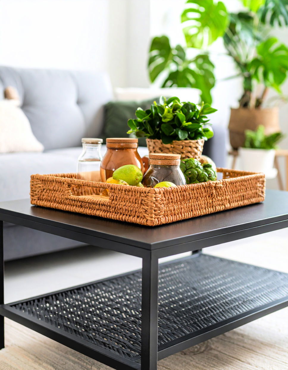 Add Texture with a Woven Tray Tray Decor Ideas