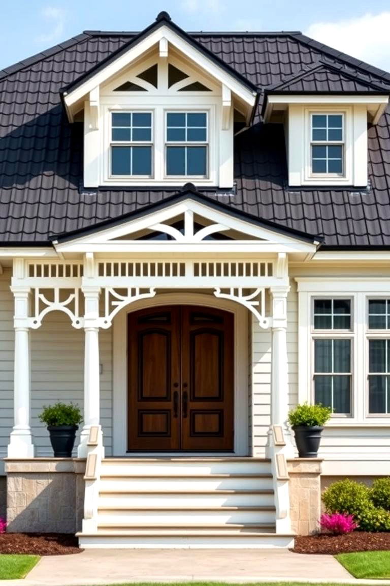 Add Visual Interest with Decorative Gables - 25 Exterior Home with a Black Roof Ideas