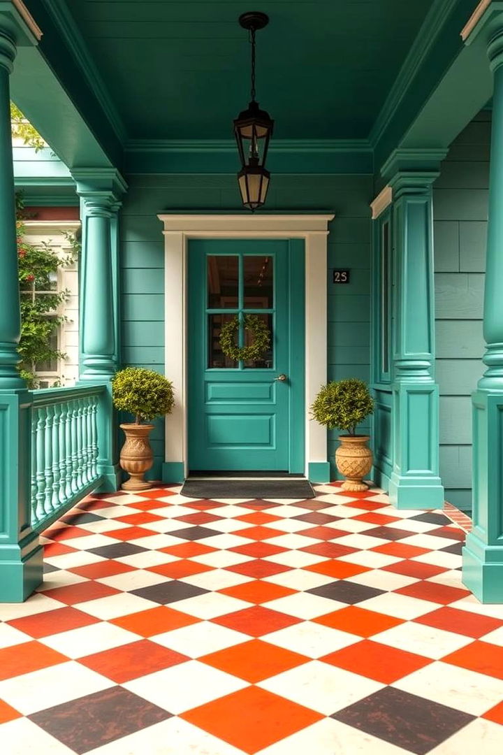 Add a Bold Painted Floor - 25 Victorian Porch Ideas