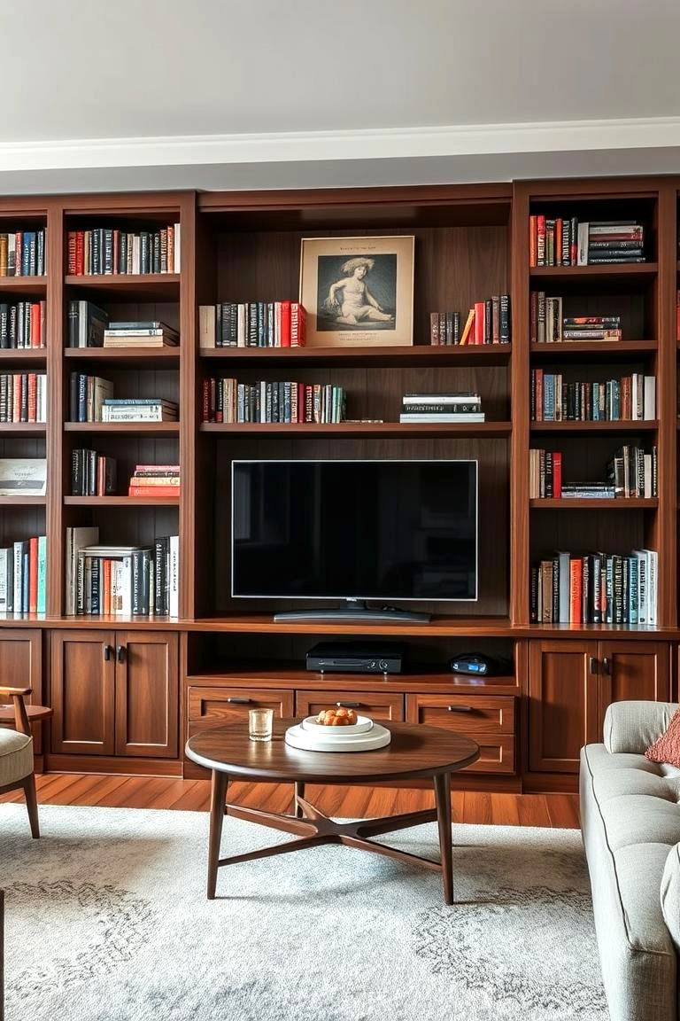 Add a Bookshelf Wall with TV Integration - 25 Media Wall Ideas