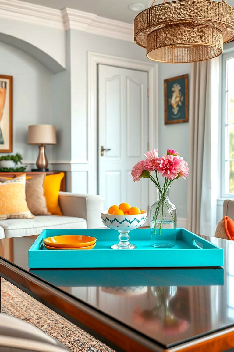 Add a Pop of Color with a Vibrant Tray - 25 Tray Decor Ideas