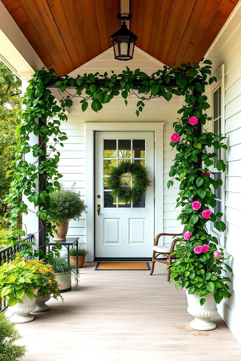 Add a Porch Trellis for Climbing Plants - 25 Farmhouse Porch Ideas