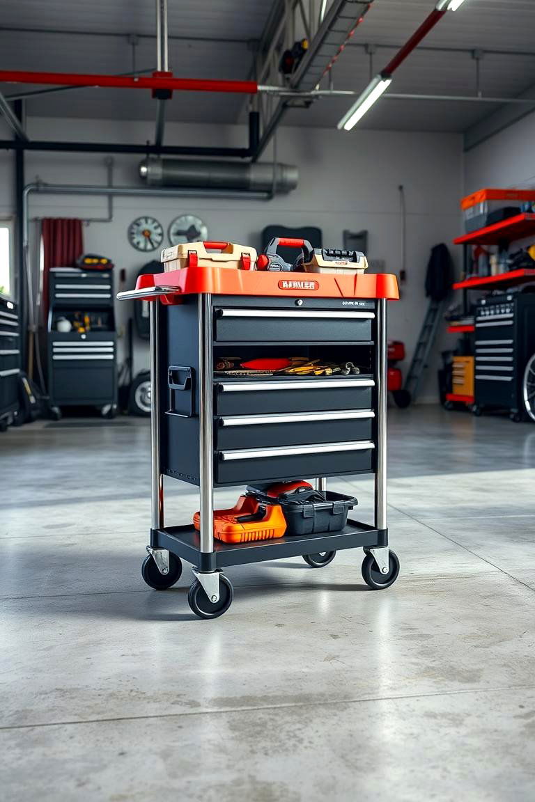 Add a Rolling Cart for Mobility - 25 Garage Storage Ideas