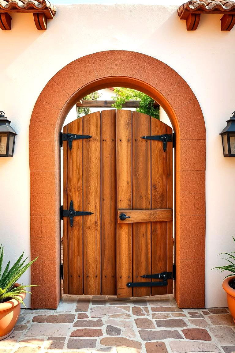 Add a Rustic Wooden Gate - 25 spanish style patio ideas