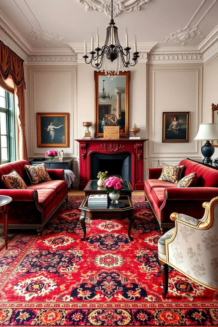 Add a Statement Rug - 25 Victorian Living Room Ideas