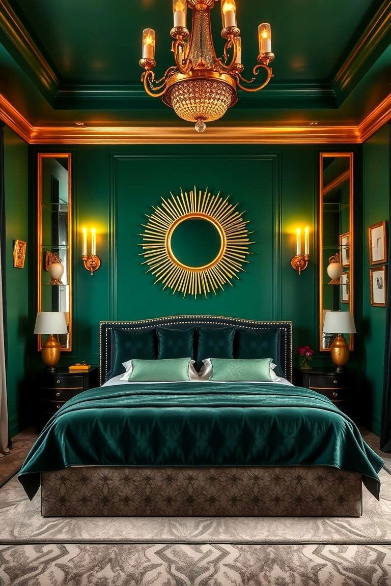 Add a Touch of Glam with Gold Accents - 25 Forest Green Bedroom Ideas