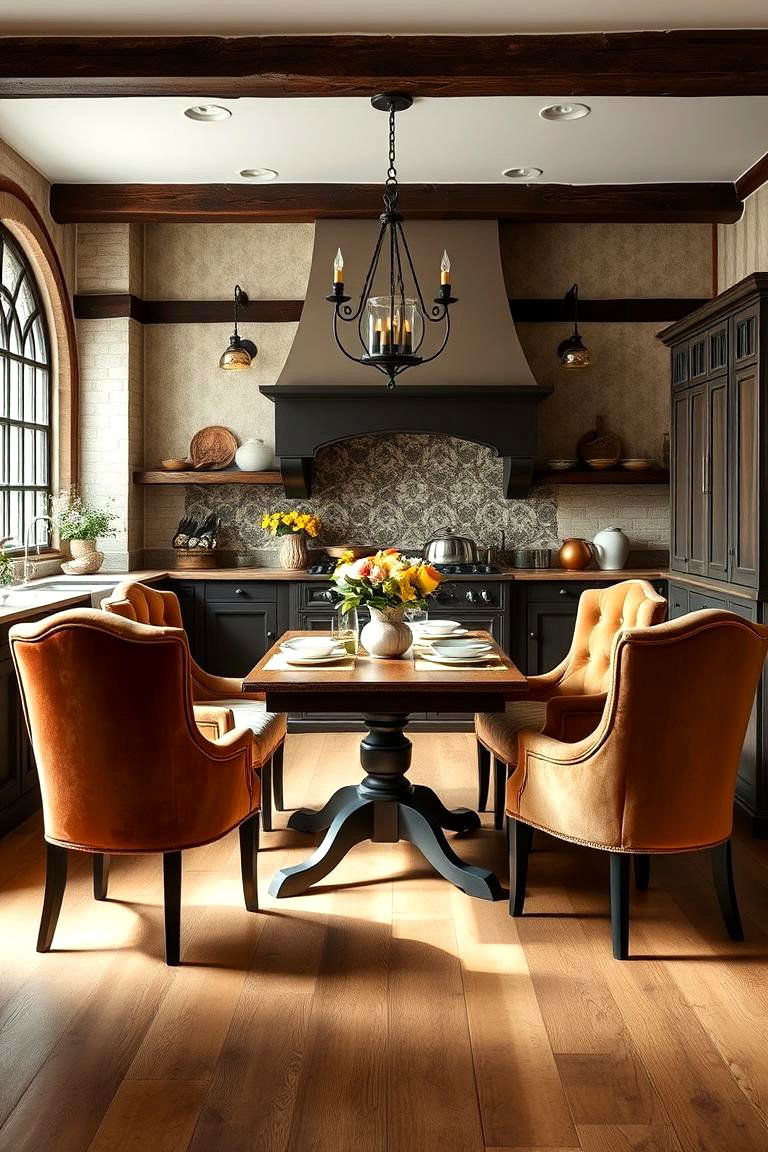 Add a Touch of Luxurious Upholstery - 25 Tudor Kitchen Ideas