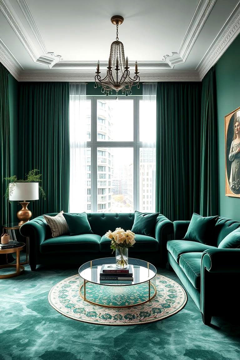 Add a Touch of Luxury with Forest Green Velvet - 25 Forest Green Living Room Ideas