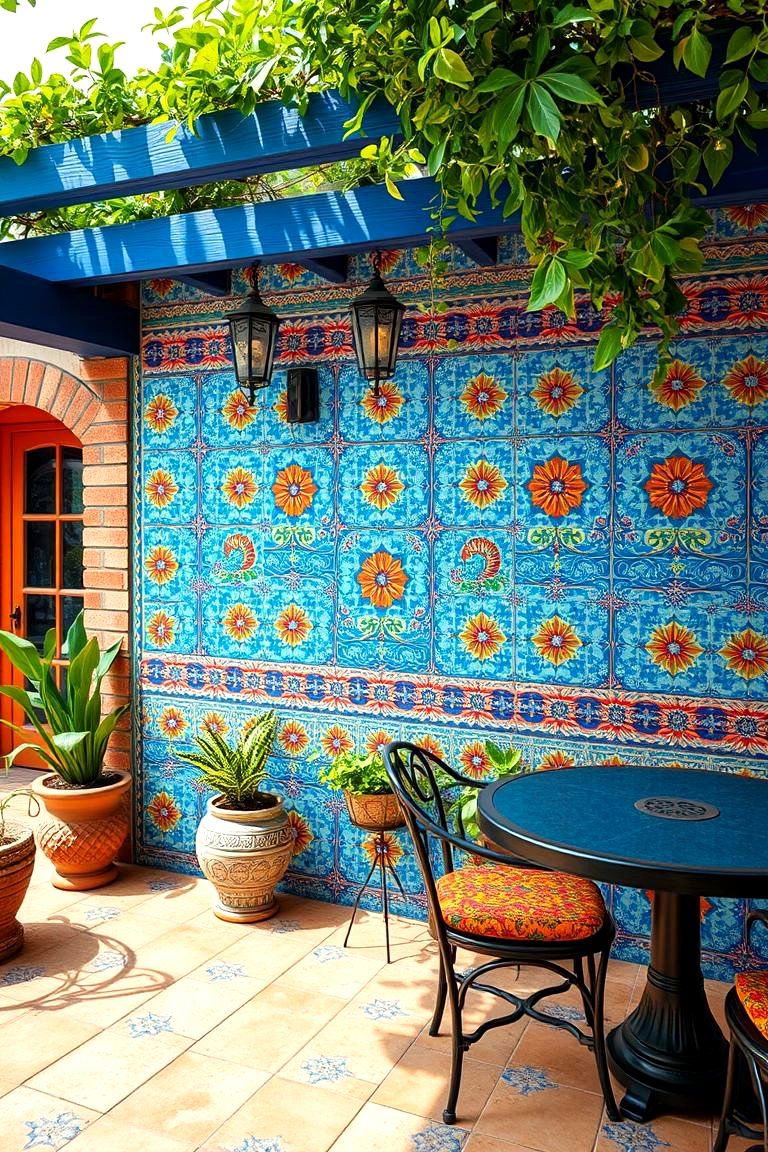 Add a Traditional Spanish Tile Accent Wall - 25 spanish style patio ideas