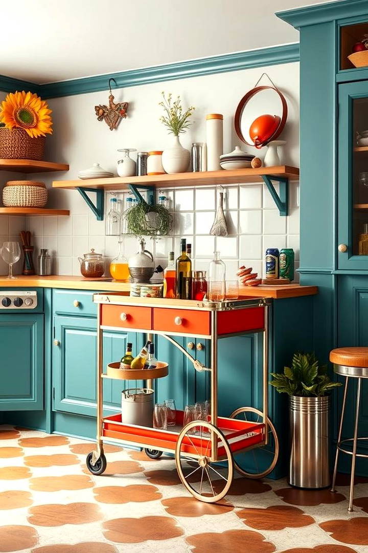 Add a Vintage Bar Cart - 25 Vintage Kitchen Ideas