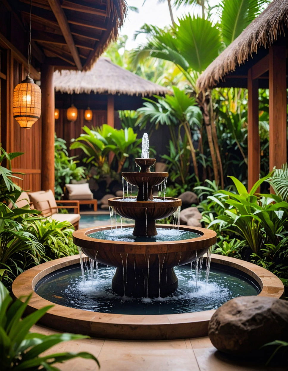 Add a Water Feature for Relaxing Ambiance Tropical Patio Ideas