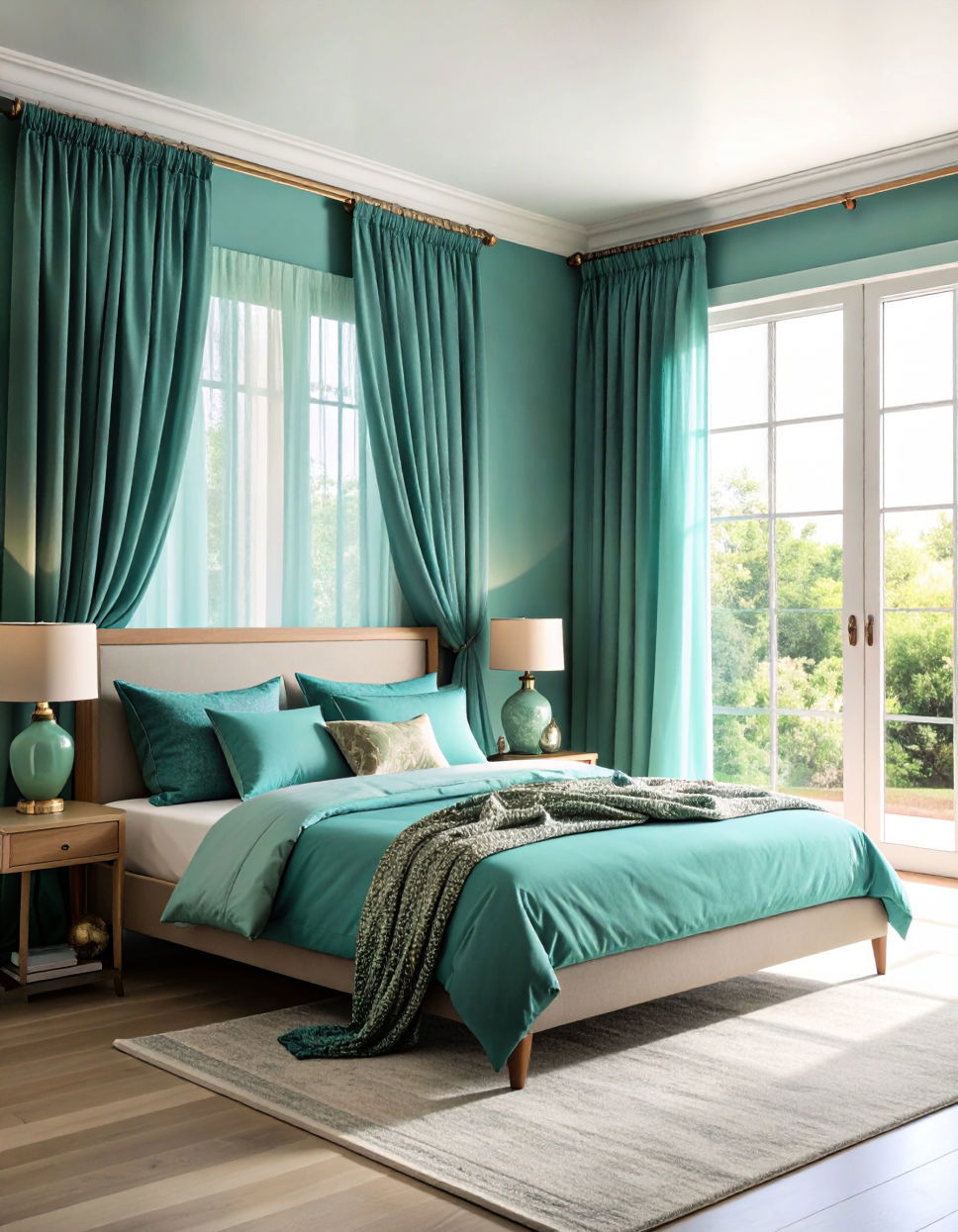 Adding Turquoise Curtains for Softness Turquoise Bedroom Ideas
