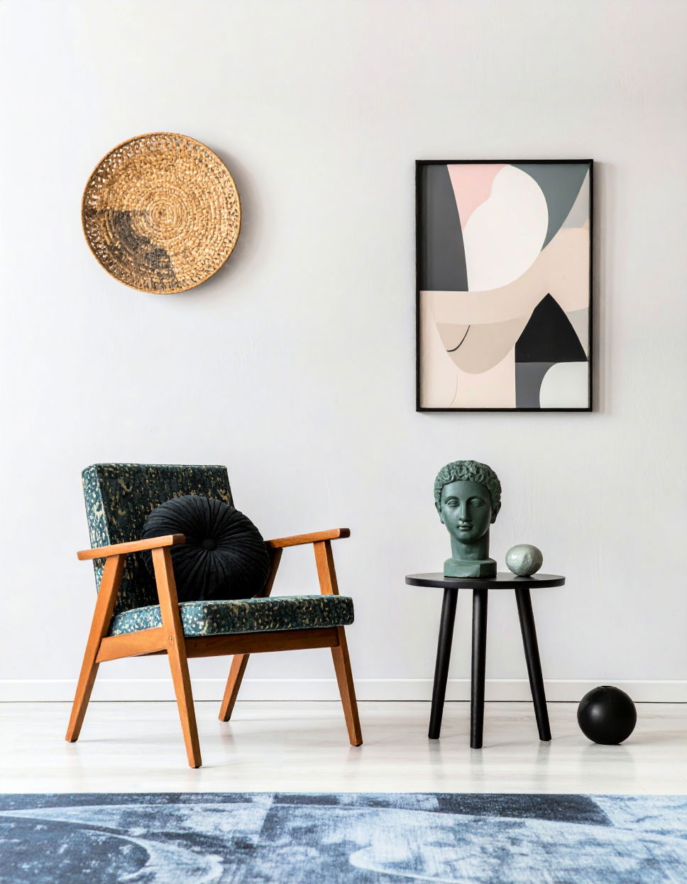 Adding Unique Artwork and Sculptures Transitional Living Room Ideas