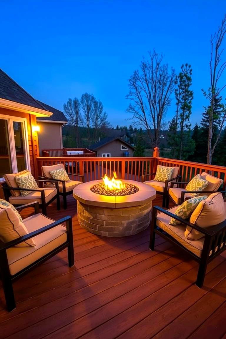 Adding a Built In Fire Pit for Cozy Evenings - 25 Large Deck Ideas