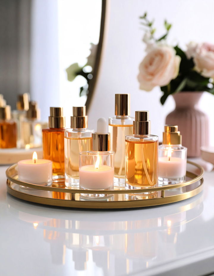 Adding a Mirrored Tray for a Touch of Glamour Vanity Room Ideas