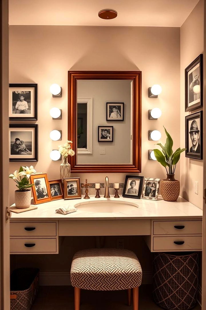Adding a Personal Touch with Framed Photos or Artwork - 25 Vanity Room Ideas