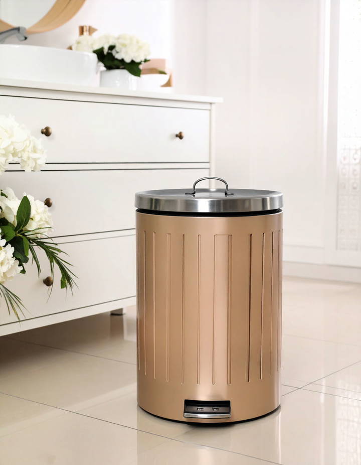 Adding a Small Trash Bin with a Lid for Hygiene Vanity Room Ideas