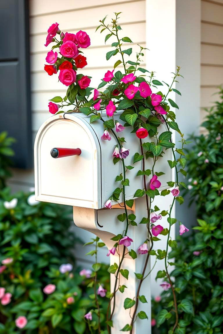 Adding a Small Trellis with Climbing Vines - 25 Mailbox Landscaping Ideas