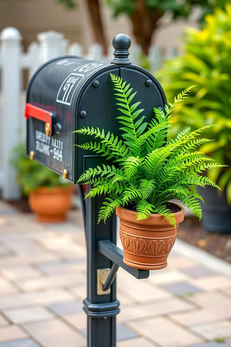 Adding a Touch of Greenery with Potted Plants - 25 Mailbox Decor Ideas