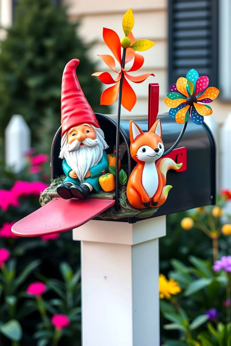 Adding a Whimsical Garden Sculpture - 25 Mailbox Landscaping Ideas