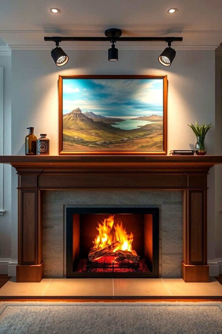 Adjustable Spotlights for Artwork - 25 Fireplace Mantel Lighting Ideas