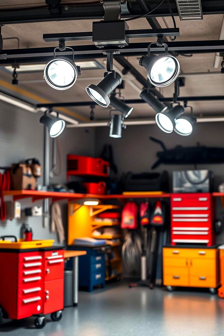 Adjustable Track Lighting for Flexibility - 25 Garage Lighting Ideas