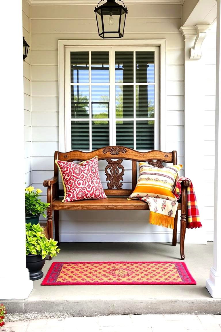 Antique Bench for a Touch of History - 25 Front Porch Bench Ideas