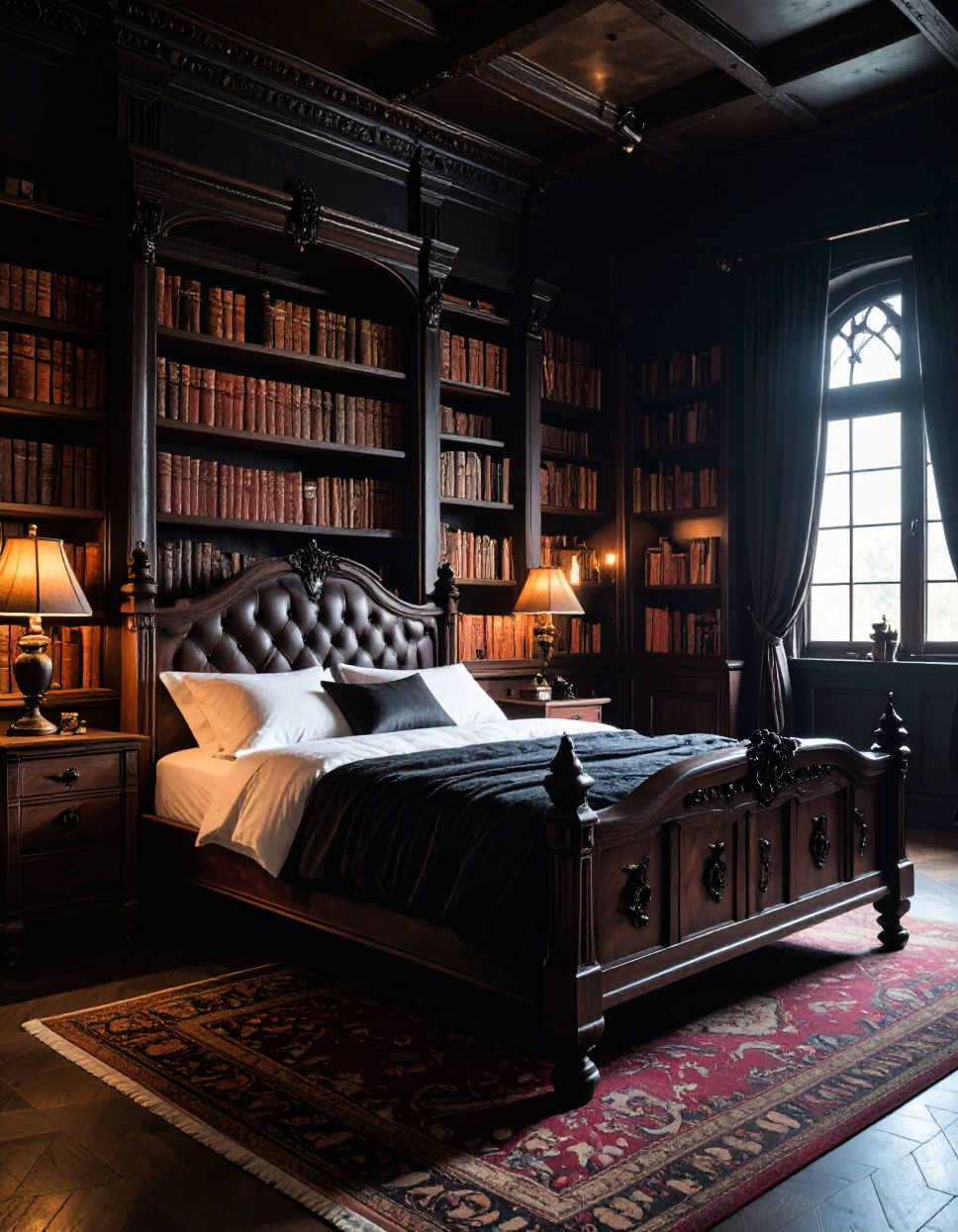 Antique Bookshelves for a Haunted Library Feel Vampire Bedroom Ideas