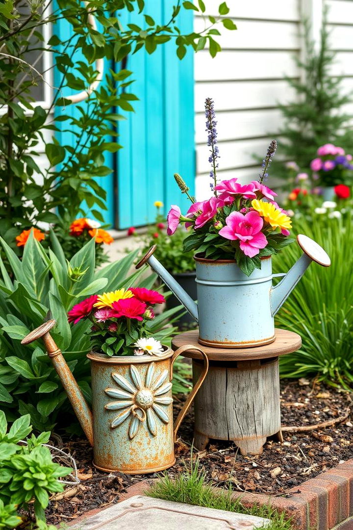 Antique Watering Cans as Garden Accents - 25 Vintage Garden Ideas