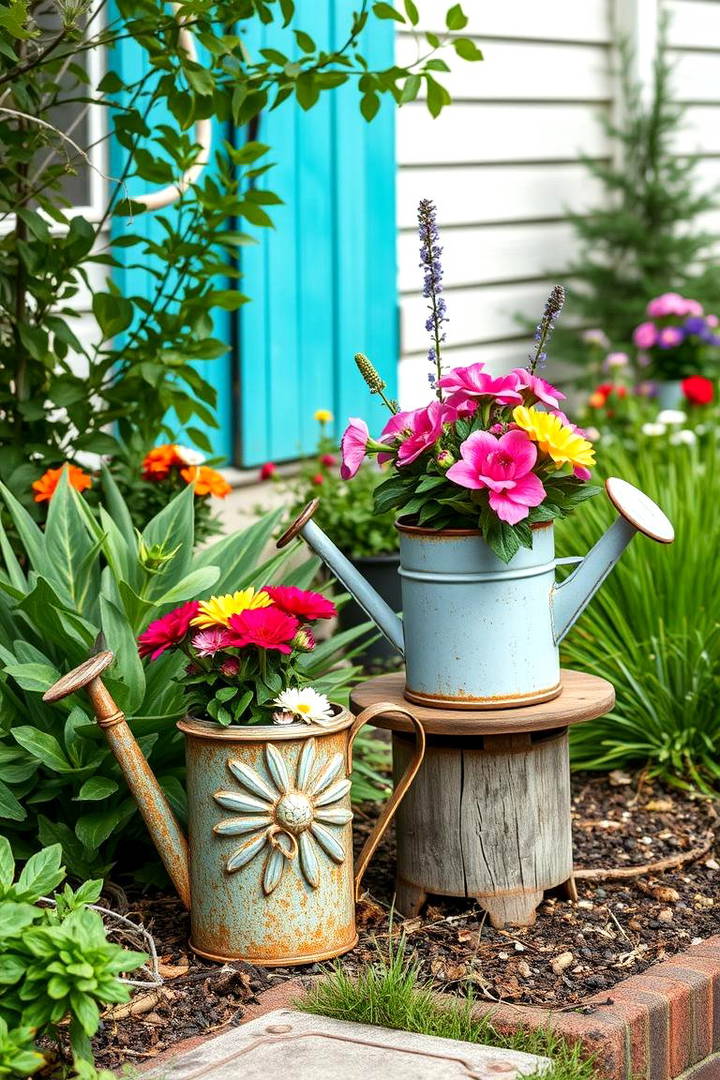 Antique Watering Cans as Garden Accents - 25 Vintage Garden Ideas