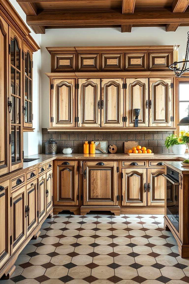 Antique Wooden Cabinetry - 25 French Country Kitchen Ideas